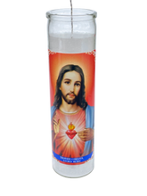Bundle of 12 Sagrado Corazon (White) 8 Inch Unscented Prayer Candle Spell Candle Protection Candle Ritual Candle Devotion.