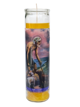 Bundle of 12 Saint Lazarus / San Lazaro (Yellow) 8 Inch Unscented Prayer Candle Spell Candle Protection Candle Black Ritual Candle Lazarus Devotion