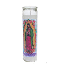 Virgen of Guadalupe White 8 Inch Unscented Prayer Candle Spell Candle Ritual Candle Devotion Candle.