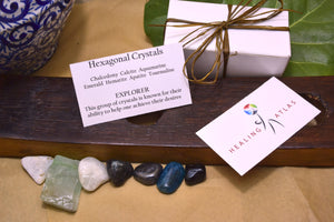Hexagonal Crystal Structure Gemstone Kit Hexagonal Crystals Kit Hexagonal Explorer Stones Hexagonal Energy Healing Crystals & Gemstones Set - Healing Atlas