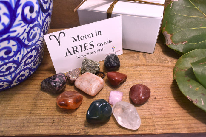 ARIES Zodiac Gemstone Kit MOON in Aries Crystals Kit Aries Stones Healing Crystals Set Healing Gemstones Zodiac Aries Set Complete Aries Kit - Healing Atlas