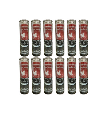 Bundle of 12 Eshu Elegua (red/black) 8 Inch Unscented Prayer Candle Spell Candle Protection Candle  Ritual Candle Devotion.