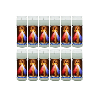 Bundle of 12 Jesus en ti confío  (white) 8 Inch Unscented Prayer Candle Spell Candle Protection Candle Ritual Candle Devotion