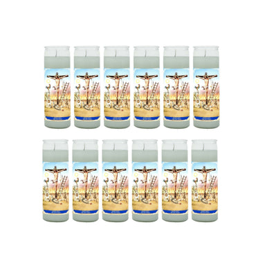 Bundle of 12 Justo Juez (white) 8 Inch Unscented Prayer Candle Spell Candle Protection Candle Ritual Candle Devotion