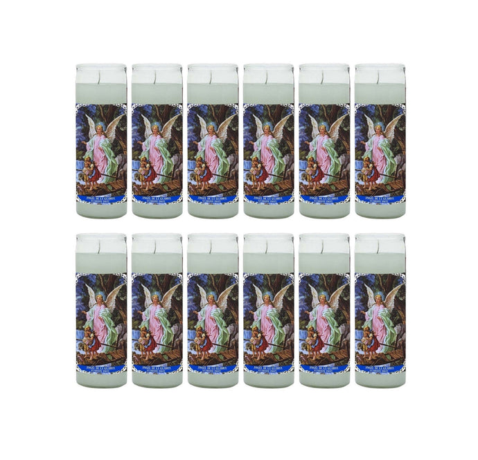 Bundle of 12 Angel Guardian (white) 8 Inch Unscented Prayer Candle Spell Candle Protection Candle Ritual Candle Devotion.