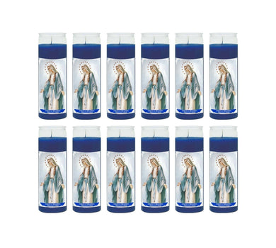 Bundle of 12 Virgen de la Milagrosa 8 Inch Unscented Prayer Candle Spell Candle Protection Candle Ritual Candle Devotion.